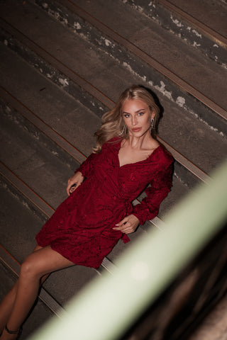 Overslag jurk burgundy - Lotta