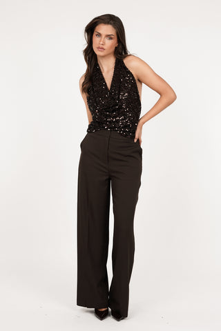 Sequin halter top brown - Loa