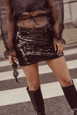 Pailletten mini rokje zwart - Chloe