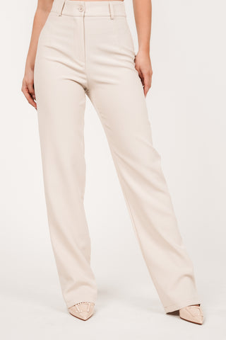 Pantalon beige met wide leg model - Anouk
