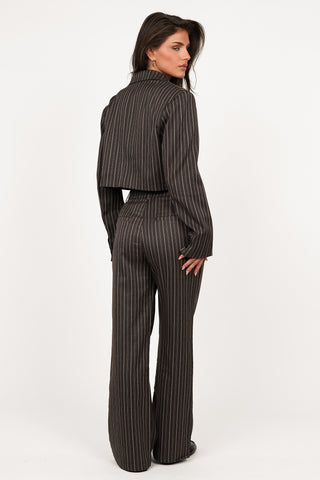 Pantalon gestreept choco bruin - Jula