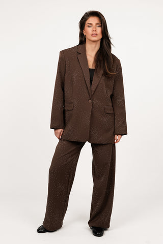 Pantalon met diamanten bruin - Jitty