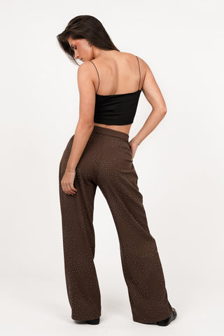 Pantalon met diamanten bruin - Jitty
