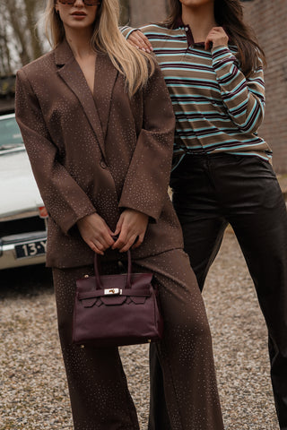 Pantalon met diamanten bruin - Jitty