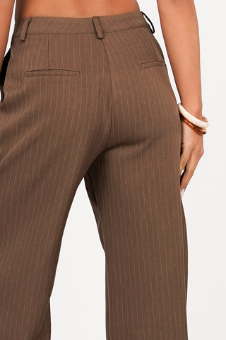 Pantalon tall met krijtstreep bruin - Livera