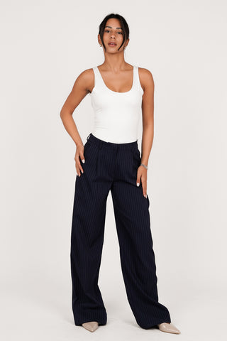 Pantalon tall met krijtstreep donker blauw - Livera