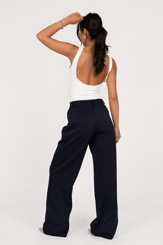 Pantalon tall met krijtstreep donker blauw - Livera