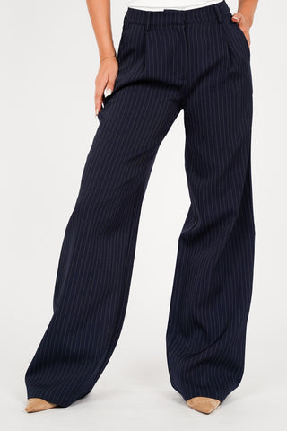 Pantalon tall met krijtstreep donker blauw - Livera