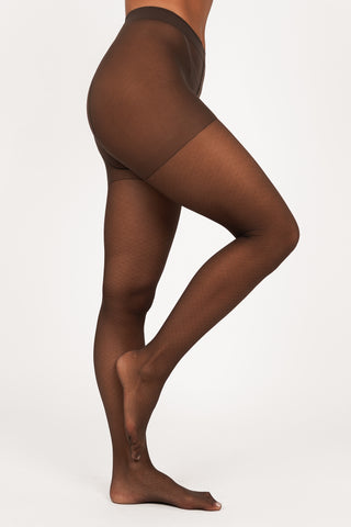 Panty 40 denier geruit bruin - Nela