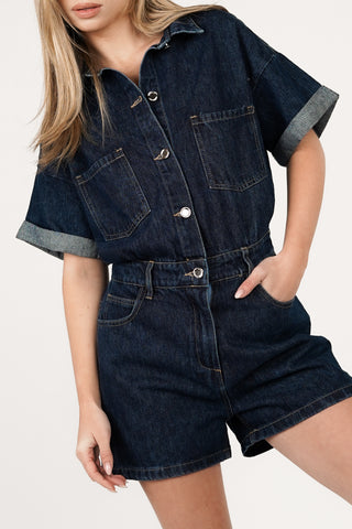 Playsuit denim donker blauw - Romy