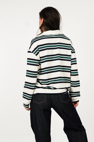Polo sweater gestreept beige/groen - Cato