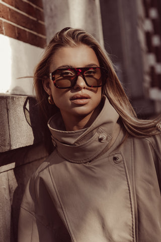 Retro pilotenbril luipaard print bruin - Veda