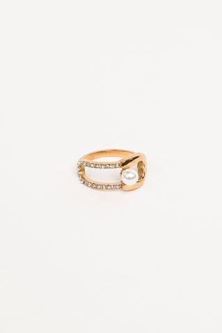 Ring met strass en imitatieparel goud - Liv