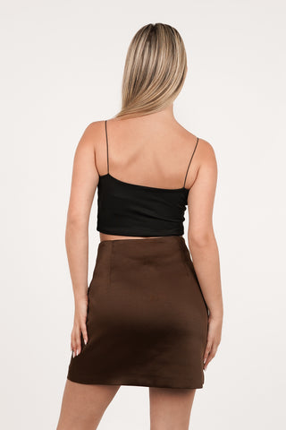 Women's satin skirt in brown - Jill