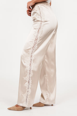 Satijnen broek met kant beige - Vajen