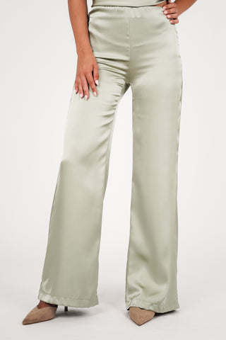 Satijnen broek straight leg groen - Sascha