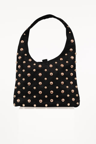 Schoudertas suede met studs zwart - Sofia