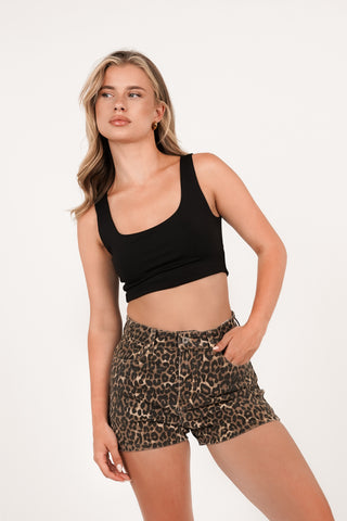 Short denim met luipaard print - Indiana
