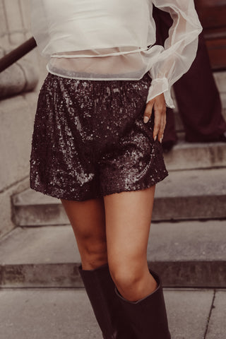 Short met pailletten bordeaux - Bliss