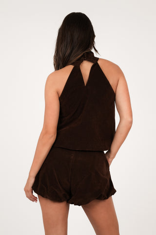 Short peplum suede bruin - Melly