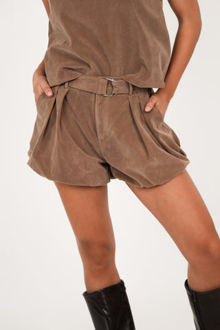 Short peplum suede taupe - Melly