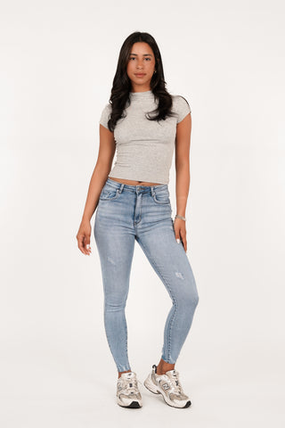Skinny jeans blauw destroyed - Caty