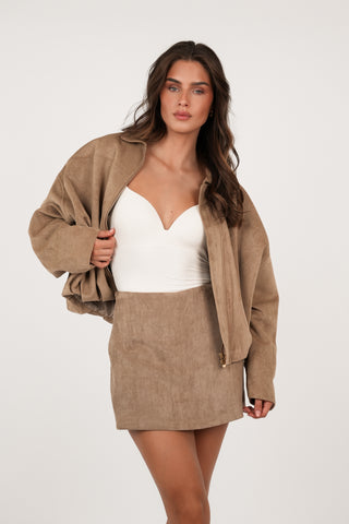 Skort dames suede camel - Lucy