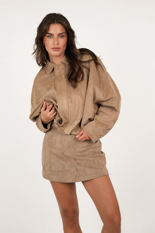 Skort dames suede camel - Lucy