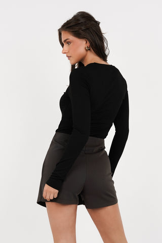 Skort met goud detail bruin - Ella