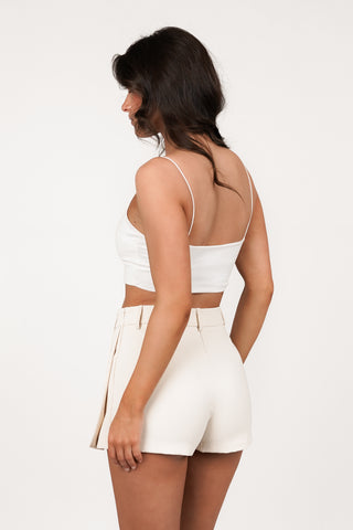Skort met plooien beige - Ilona