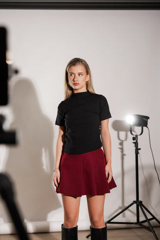 Skort met plooien burgundy - Jeva