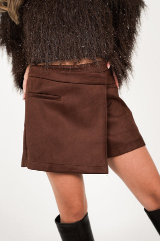 Skort suede met overslag bruin - Presley