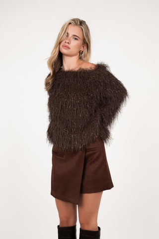 Skort suede met overslag bruin - Presley