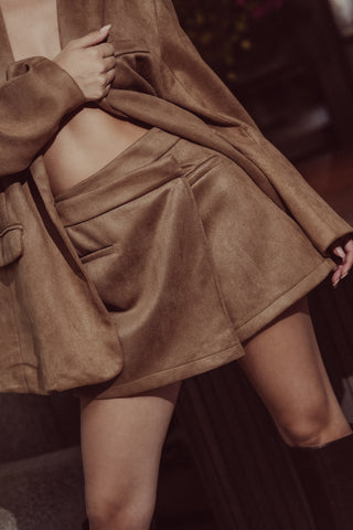 Skort suede met overslag camel - Presley