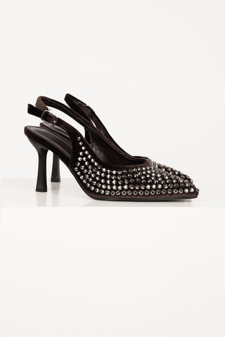 Slingback pumps with brown diamonds - Rozy