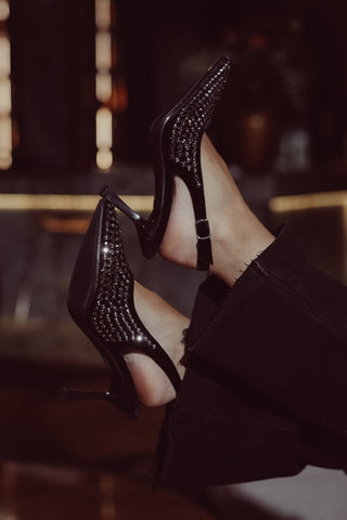 Slingback pumps with black diamonds - Rozy