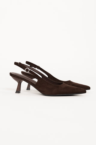 Slingback pumps suede bruin - Livee
