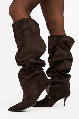 Slouchy geplooide laarzen bruin - Tyra