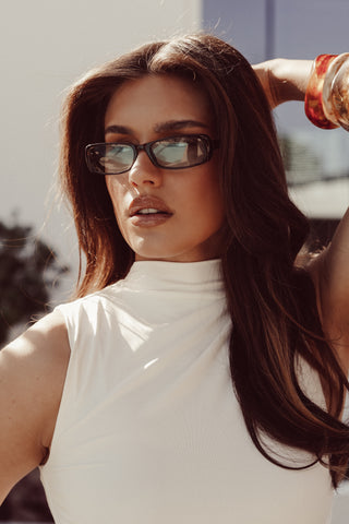 Smalle zonnebril met clear glazen bruin - Grace