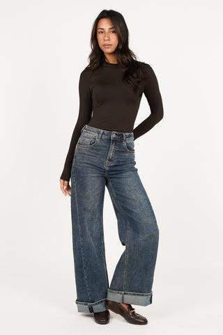 Soft high neck bodysuit bruin - Carly