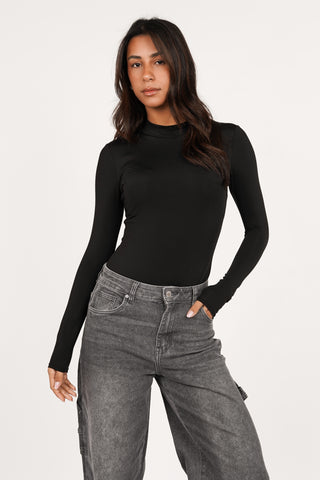Soft high neck bodysuit zwart - Carly
