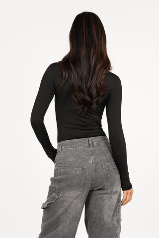 Soft high neck bodysuit zwart - Carly