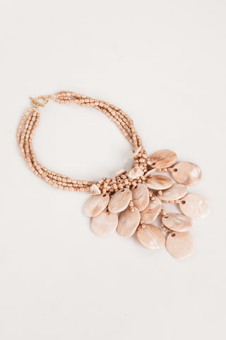 Statement ketting met bedels beige - Darby