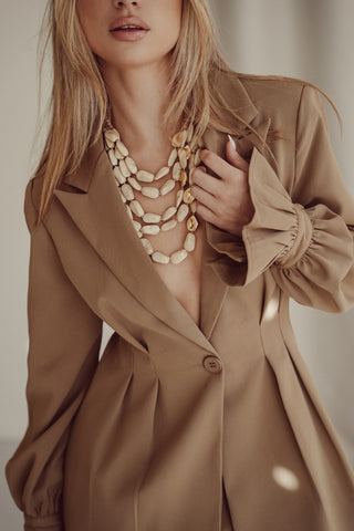 Statement ketting met parels beige - Nyra