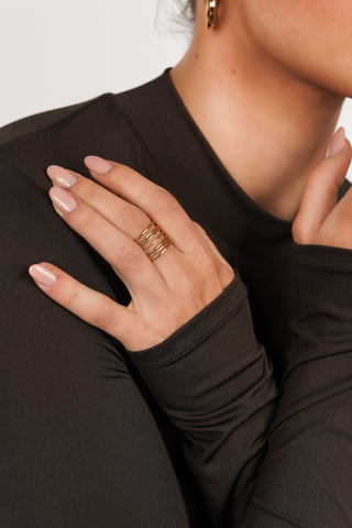 Statement ring gestapeld goud - Fiona