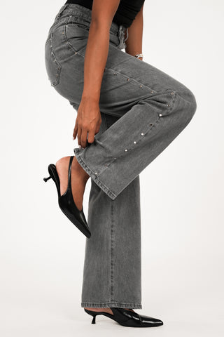 Straight fit jeans studs grijs - Avery