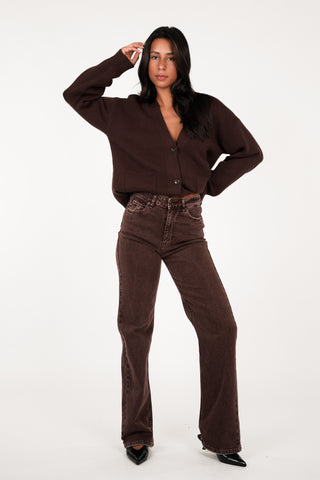 Straight leg jeans acid wash bruin - Daimy