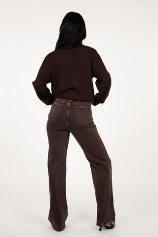 Straight leg jeans acid wash bruin - Daimy