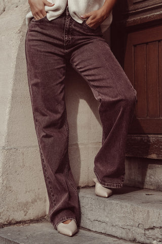 Straight leg jeans acid wash bruin - Daimy