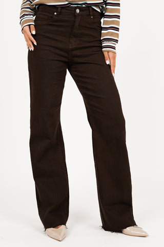 Straight leg jeans bruin - Flora